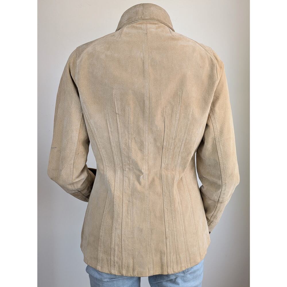 BB Dakota Suede Leather Safari Jacket Tan Medium Utility Field Coat - Picture 5 of 12